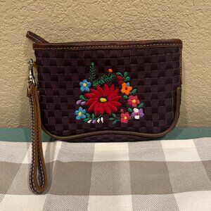 Consuela Purple Woven Leather Floral Wristlet
